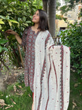 Ajrakh A-Line kurta duppata set - MYSANSKRITAM