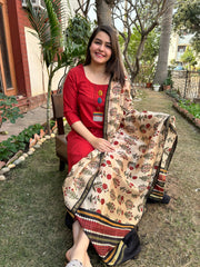 Maroon Button kurta with Chanderi Duppata