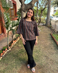 Ajrakh zig zag top