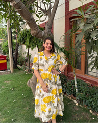 Yellow floral dress with collar