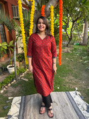 Maroon lotus kurta