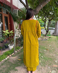 Mustard buti gather style Coord set