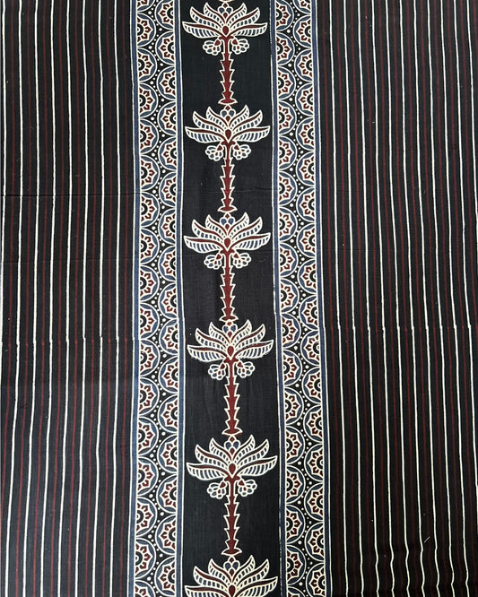 Panel style designer ajrakh fabric
