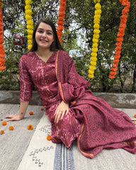 Pink Ambi Chanderi full suit set