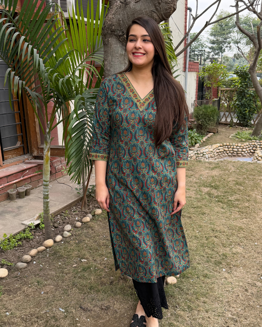 Forest Bloom Cotton Kurta