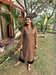 Cream floral woollen Kurta