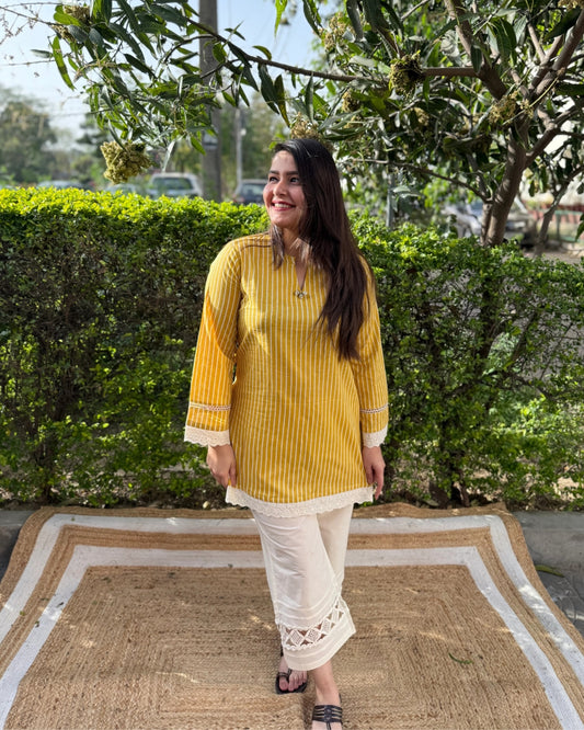 Yellow lines short kurti