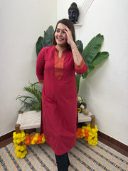 Red Narayanpeth border kurti