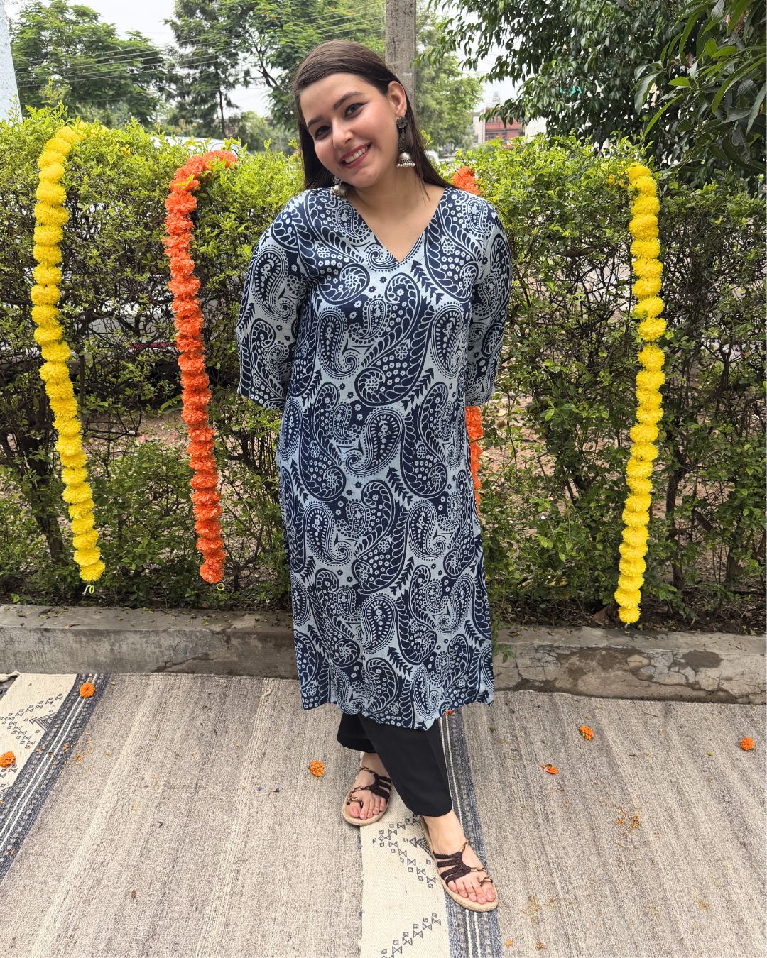 Indigo ambi modal silk kurta