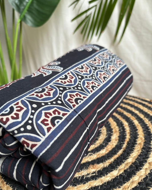 Panel style designer ajrakh fabric