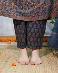 Blue Sanganeri Pintucks suit set