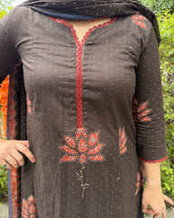 Black bindi Lacework Aline full suit set