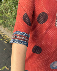 Maroon Circle Print Short kurti