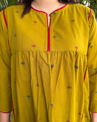 Mustard buti gather style Coord set