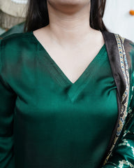 Green Solid Modal Kurta with Bandhani Dupatta