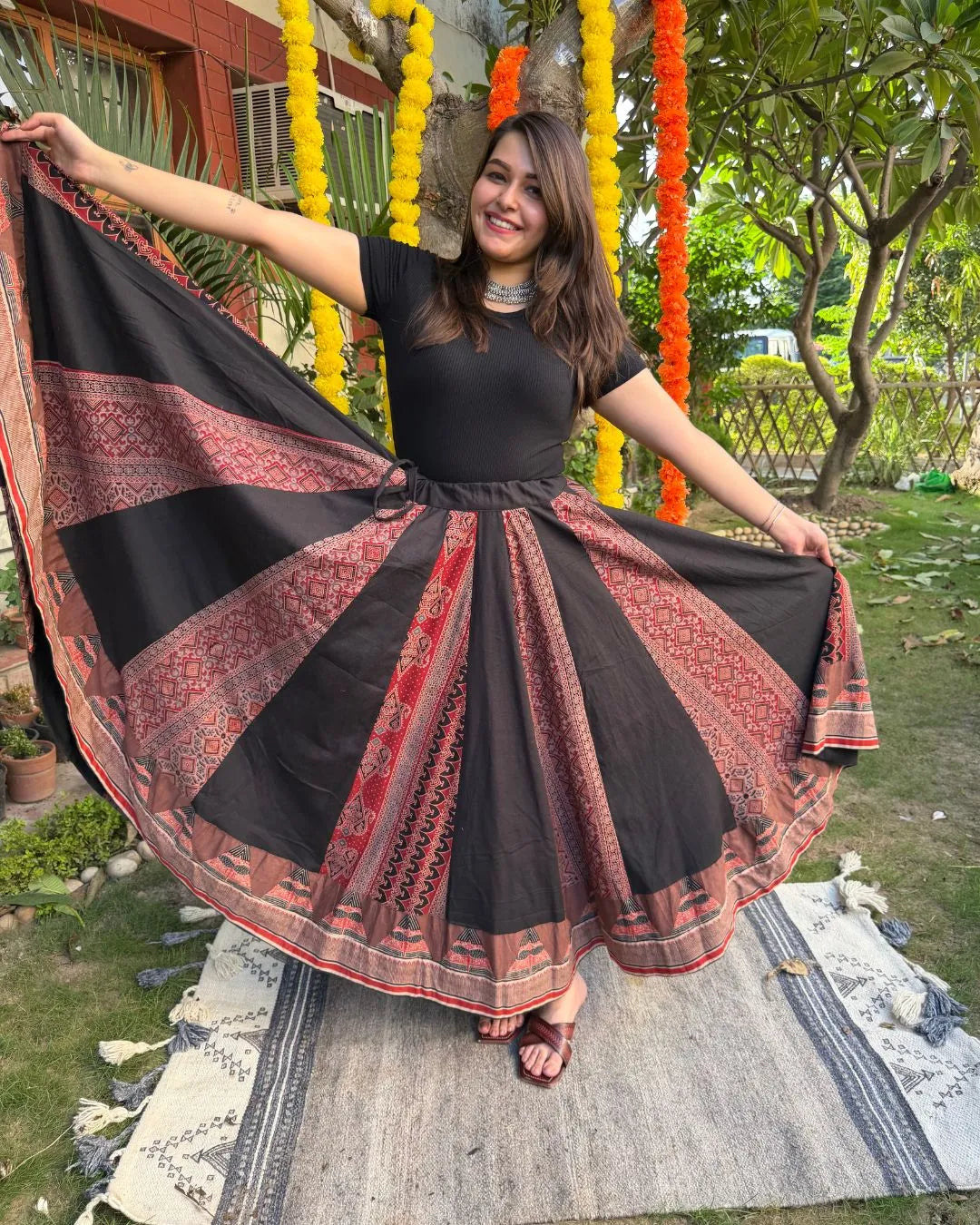 2 Print Kali skirt (Maroon)