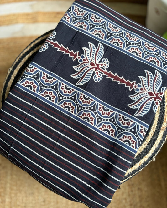 Panel style designer ajrakh fabric