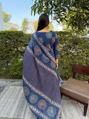 Indigo Big Circle Aline Suit Set from the back by MySanskritam