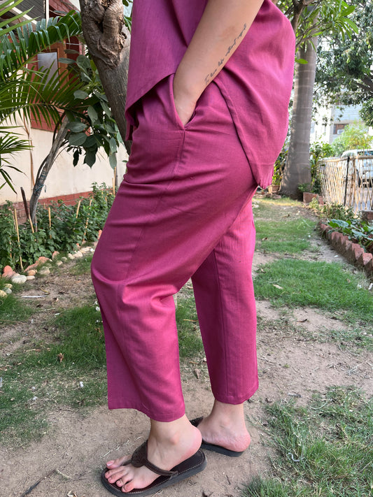 Onion Pink Straight Fit pant - MYSANSKRITAM