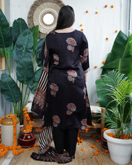 Dark Wine Buta Modal Kurta Dupatta Set