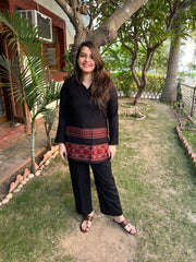 Black Kullu border woollen short kurti