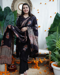 Dark Wine Buta Modal Kurta Dupatta Set