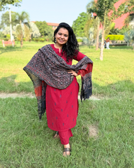 Deep red south cotton full suit set