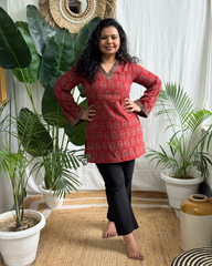 Maroon Ambi Ajrakh Kurti