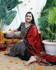 Black lines Modal Kurta Dupatta Set