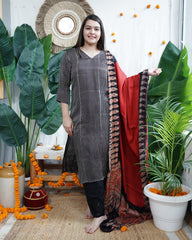 Black lines Modal Kurta Dupatta Set