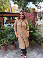 Beige black star geometric printed kurta
