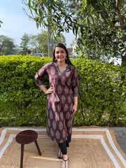 Wine kashish V neck kurta