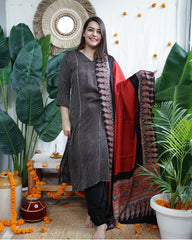 Black lines Modal Kurta Dupatta Set
