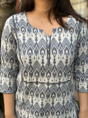 Grey digital Print lace kurta