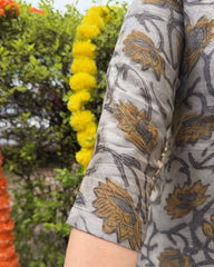 Grey floral jaal Chanderi full suit set