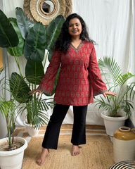 Maroon Ambi Ajrakh Kurti