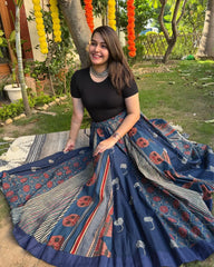Indigo Multi Ajrakh skirt
