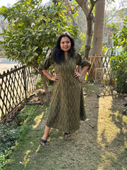 Mehendi Ikkat dress with pockets