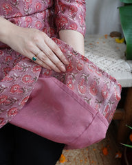 Onion floral A-line chanderi kurta