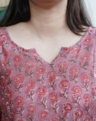 Onion floral A-line chanderi kurta