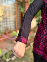 Pink Kanni embroidered short kurti (woollen)