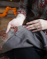 Grey Ambi aline chanderi kurta