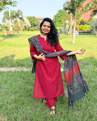 Deep red south cotton full suit set
