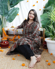 Grey Ambi aline chanderi kurta