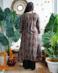 Grey Ambi aline chanderi kurta