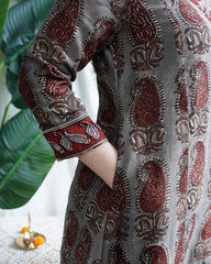 Grey Ambi aline chanderi kurta