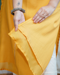 Haldi Textured Chanderi Aline kurta