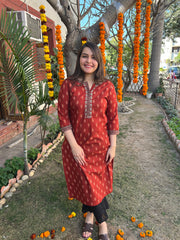 Rust Buti Kurta