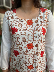 White Kanni embroidered short kurti