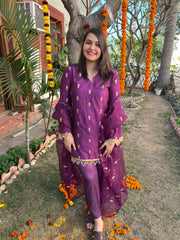 Purple embroidered Suit set